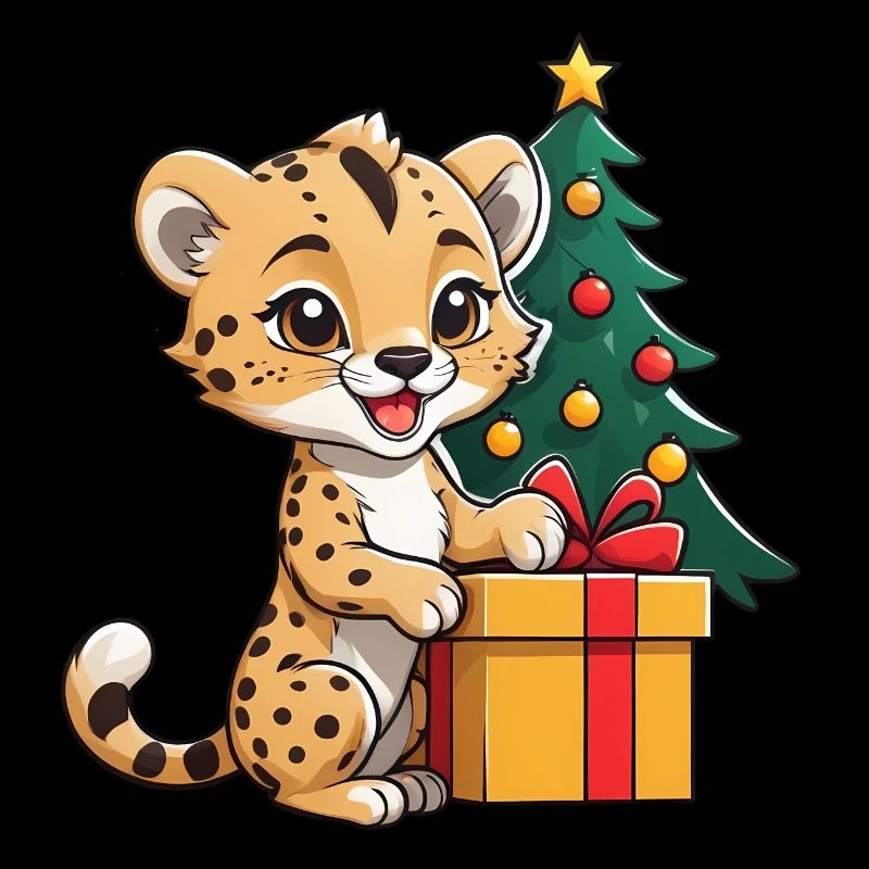 Cute leopard celebrating Christmas.