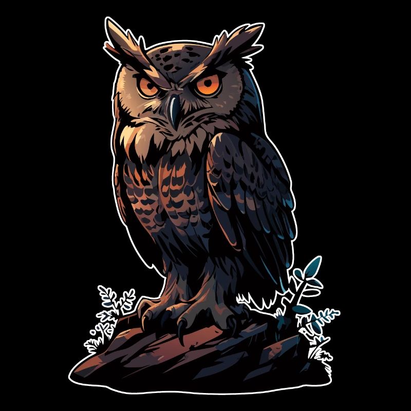 Big owl eagle owl sitting on a rock