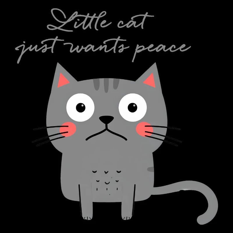 Cat, Sad, Overwhelmed, Peace, Illustration