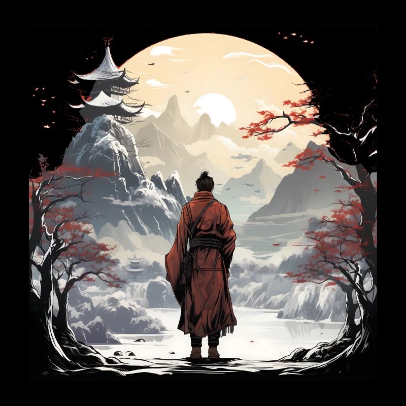 Samouraï dans un paysage enneigé