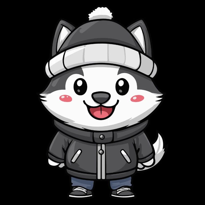 Chien Husky Hiver