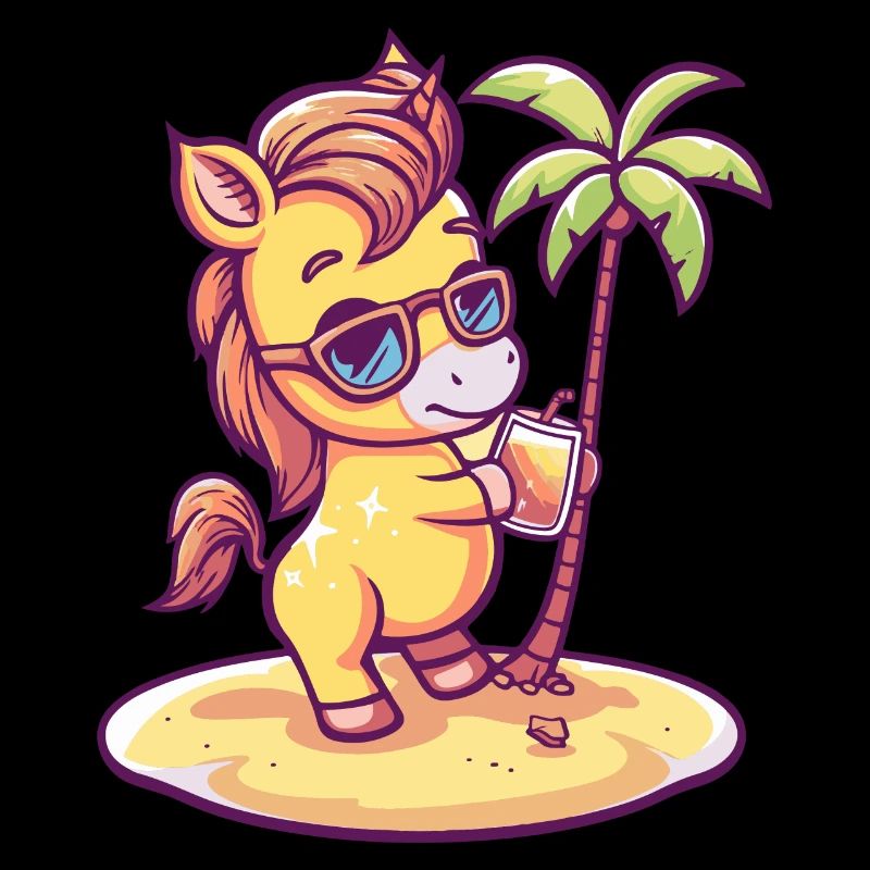 Cheval Été Plage Bande Dessinée