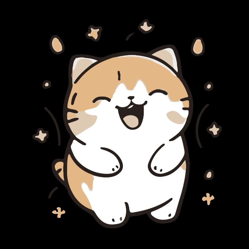 Comic Cute Kawaii Sticker Katze Kitten happy Jubel