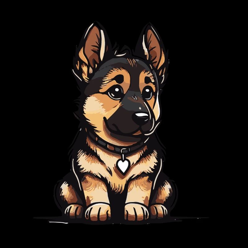 Illustration Comic Schäferhund Welpe, Puppy,
