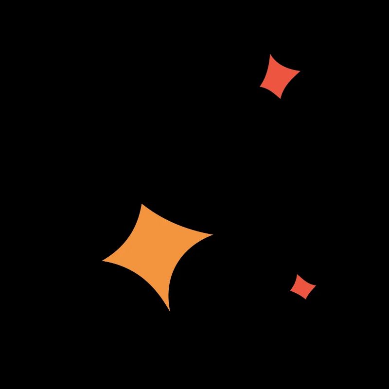 Asterisk. Three colorful stars, hand-drawn.
