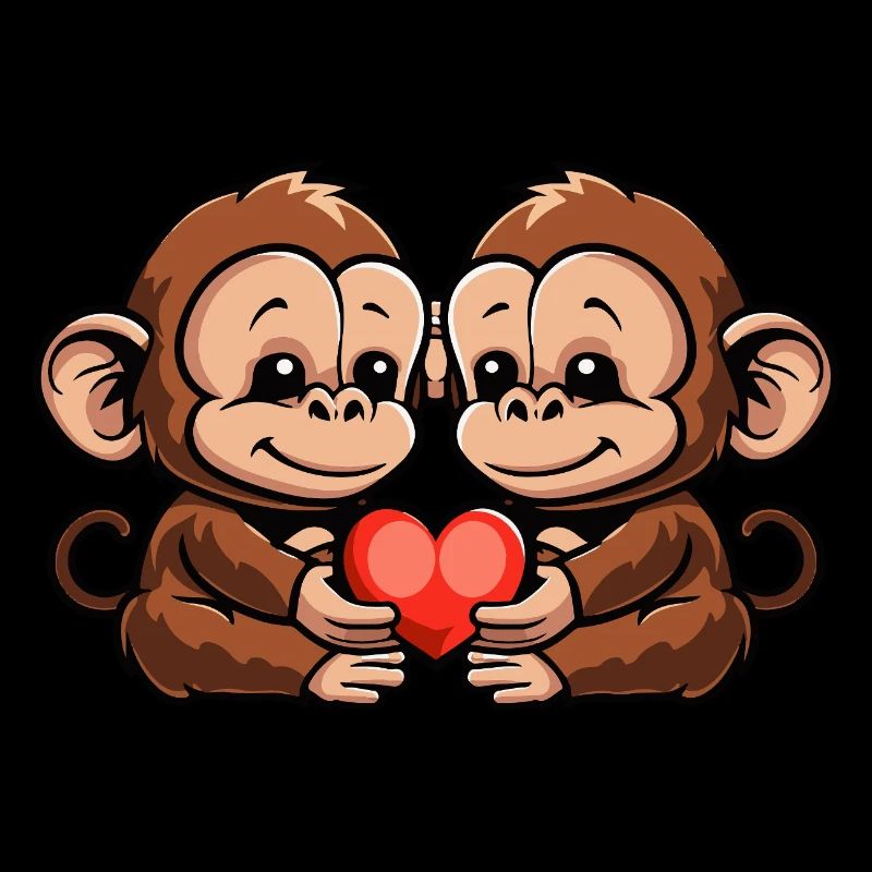 Affe Paar Herz Valentinstag