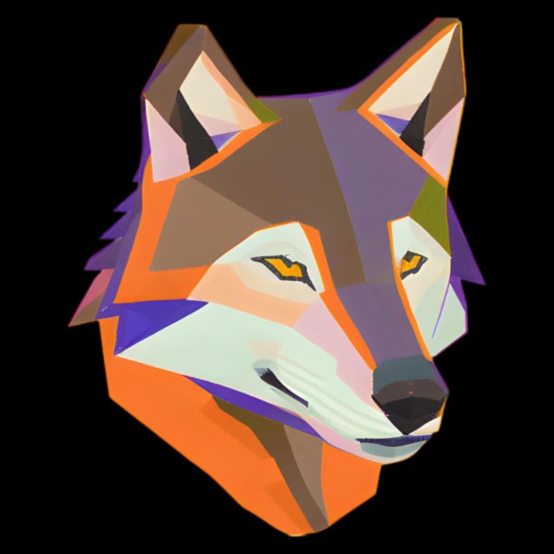 Low Poly Motiv Wolf - "Vibrant Wolf's Gaze"