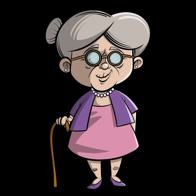 grand-mère - dame âgée avec canne