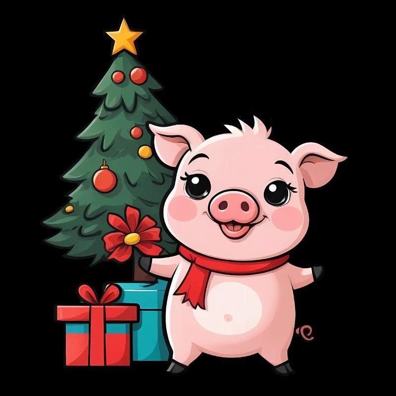 Niedliches Schwein feiert Weihnachten.