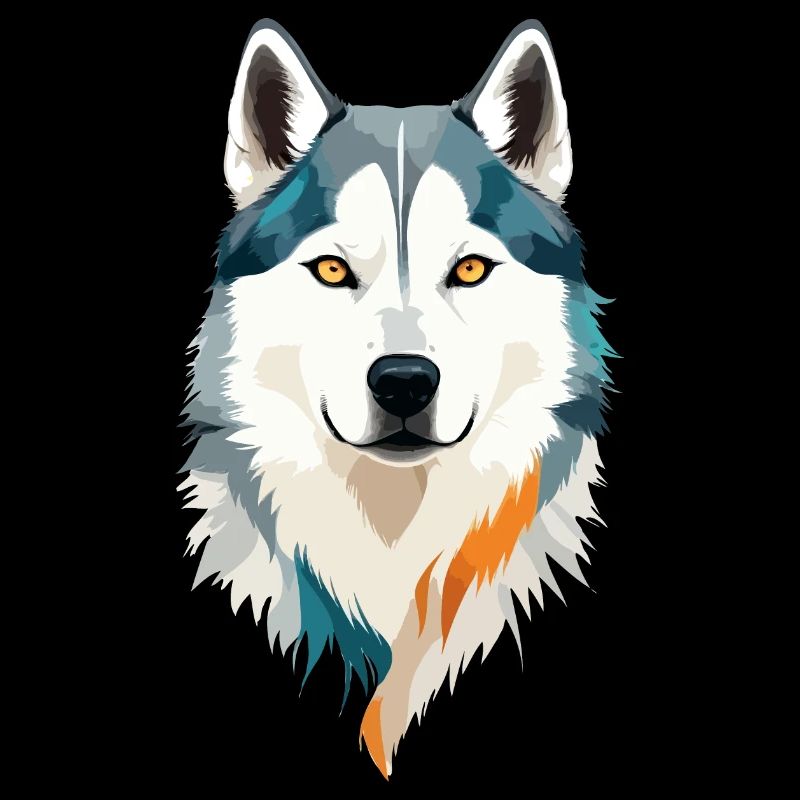 Husky Vector Art with Vibrant Colour Illustration