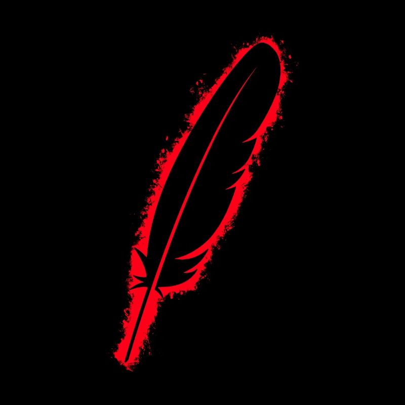 Feather silhouette red and black outline