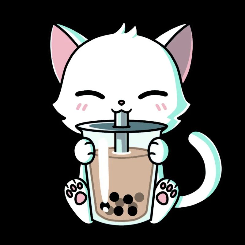 cat drinking bubble tea