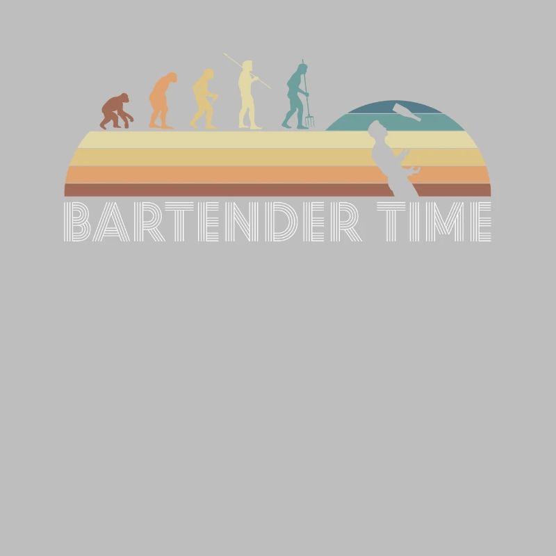Vintage Retro Bartender Time Barkeeper Evolution