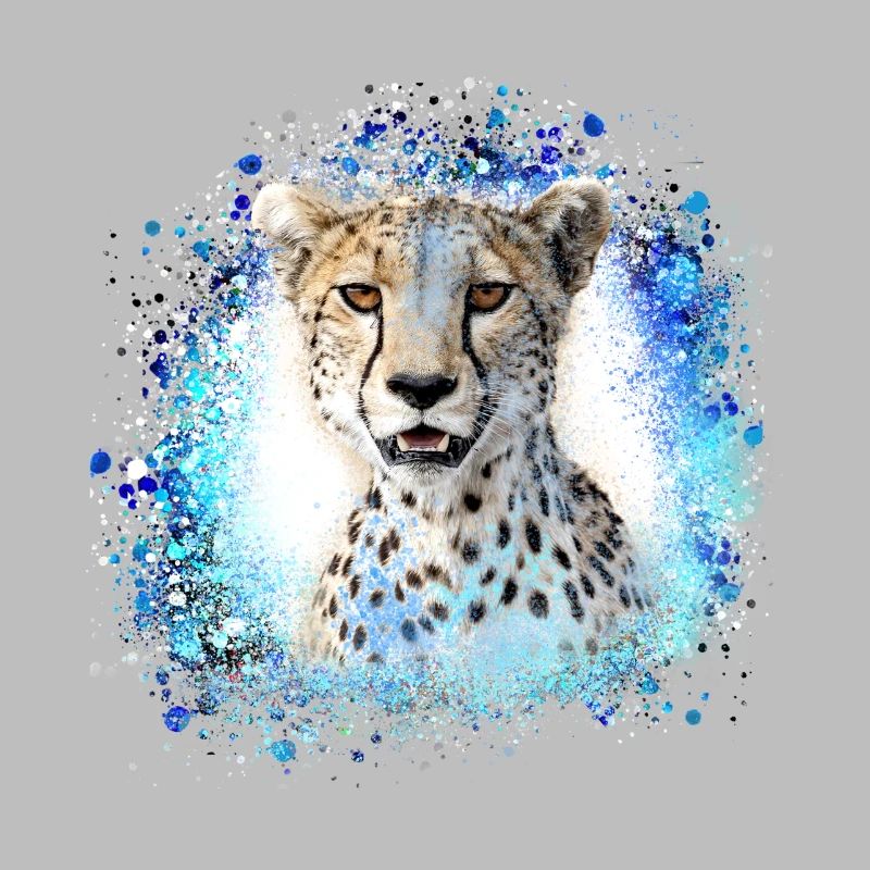 leopard, cat, wildcat, graffiti, painting,blue