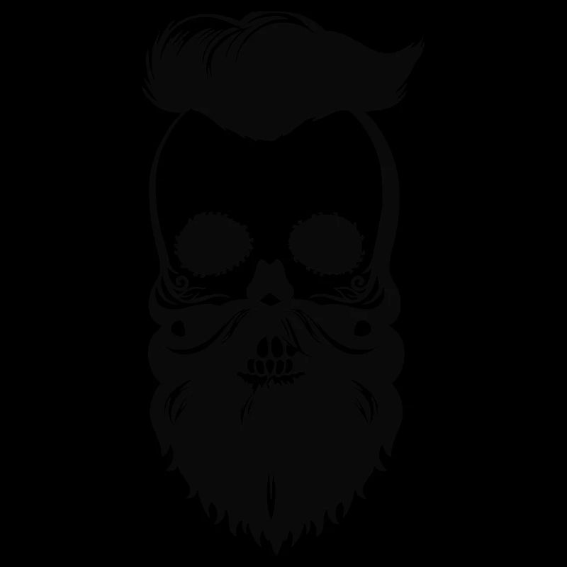 black bearded skull with sidecut