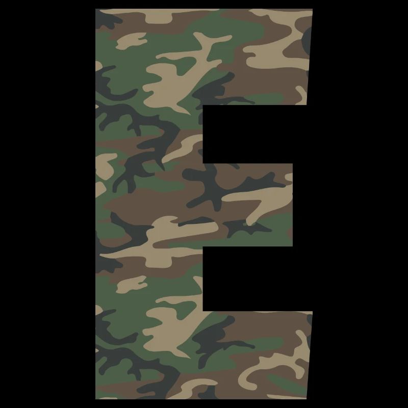 Tough letter E in camouflage pattern! Enlarge or