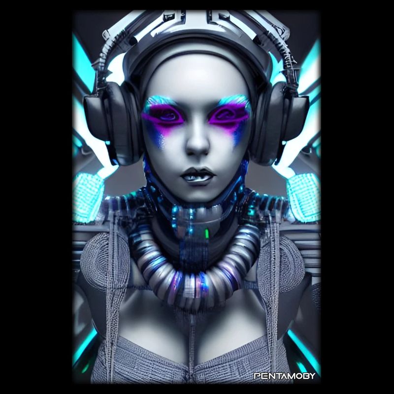 Cyber Goth Woman Future Technology Science