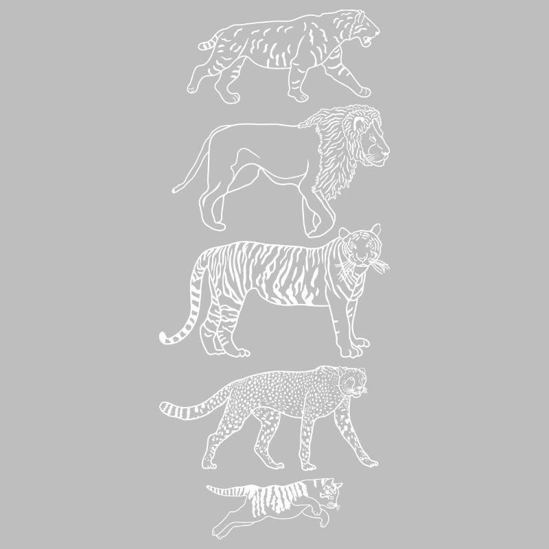 Evolution Chat Tigre Guépard Lion Vertical Blanc