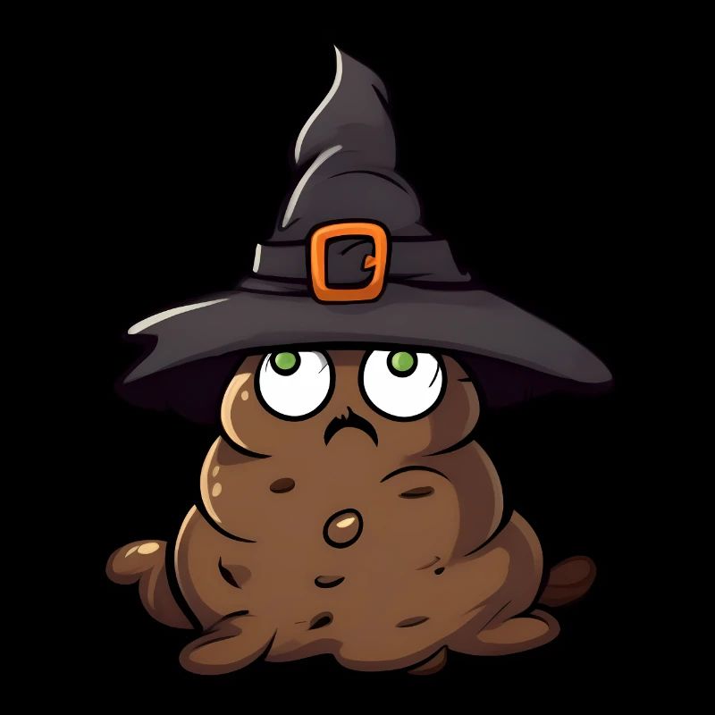 Drôle de tas de caca d’Halloween avec chapeau de sorcière.