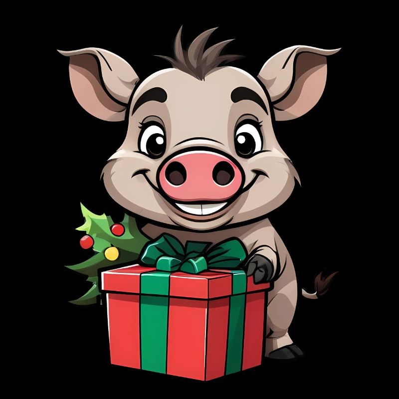 Cute warthog celebrating Christmas.