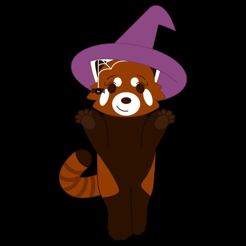 Red panda disguised as a witch for Halloween