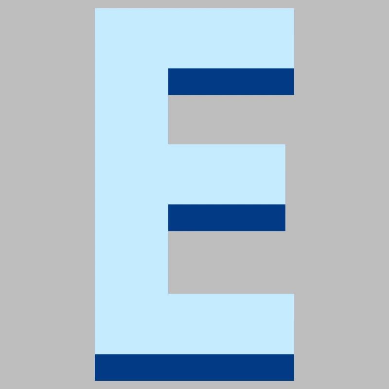 Pop und moderner blauer Buchstabe e