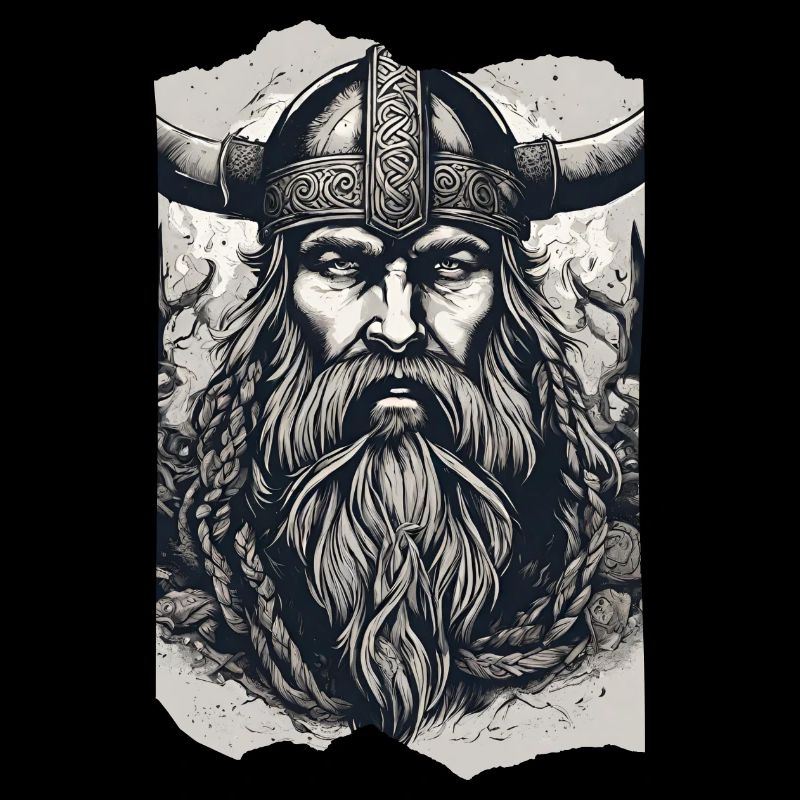 Norseman Legende Wikinger Gehörnter Helm Bart Grau