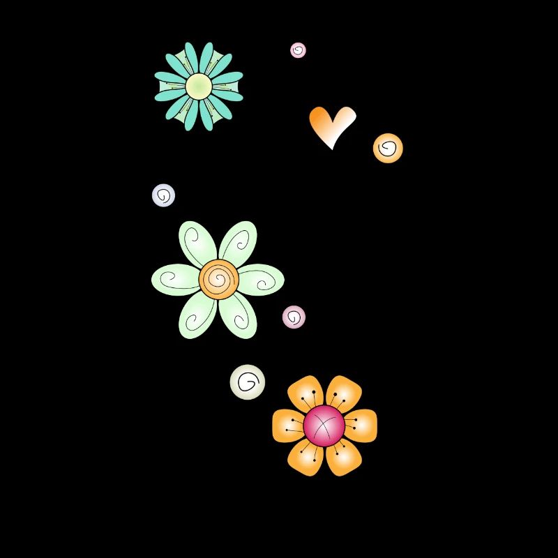 Doodle Motiv mit Blumen und Herz