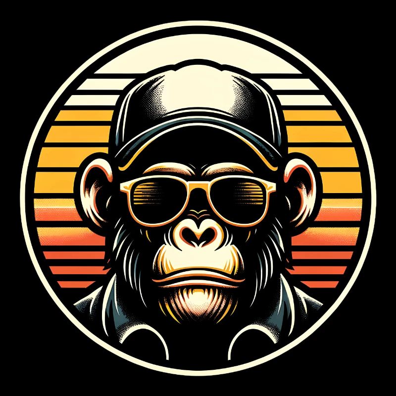 Cooler Schimpanse mit Sonnenbrille und Basecap