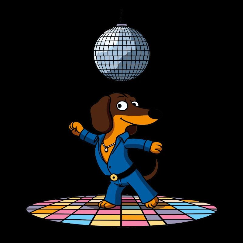 Disco chien teckel Stu danses danse danse balle disco danseuse