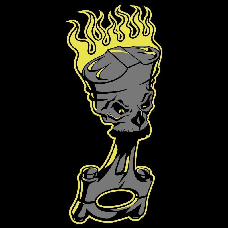 Piston - Piston brûlant avec crâne de mort