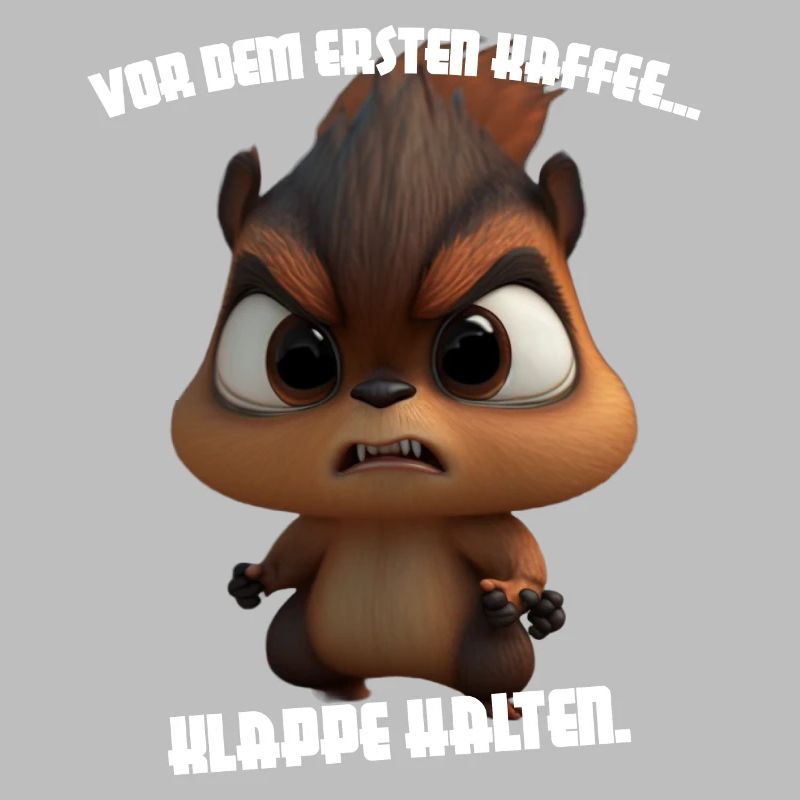 süßes Eichhörnchen mit Spruch Kaffee