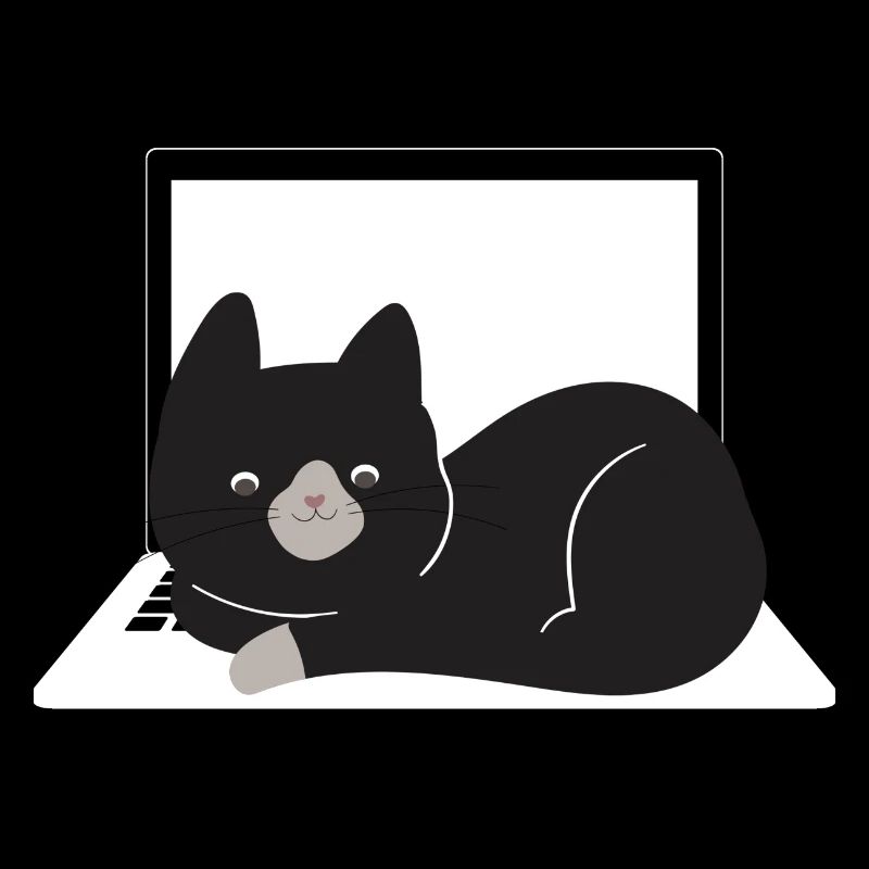 Chat mignon assis sur un ordinateur portable