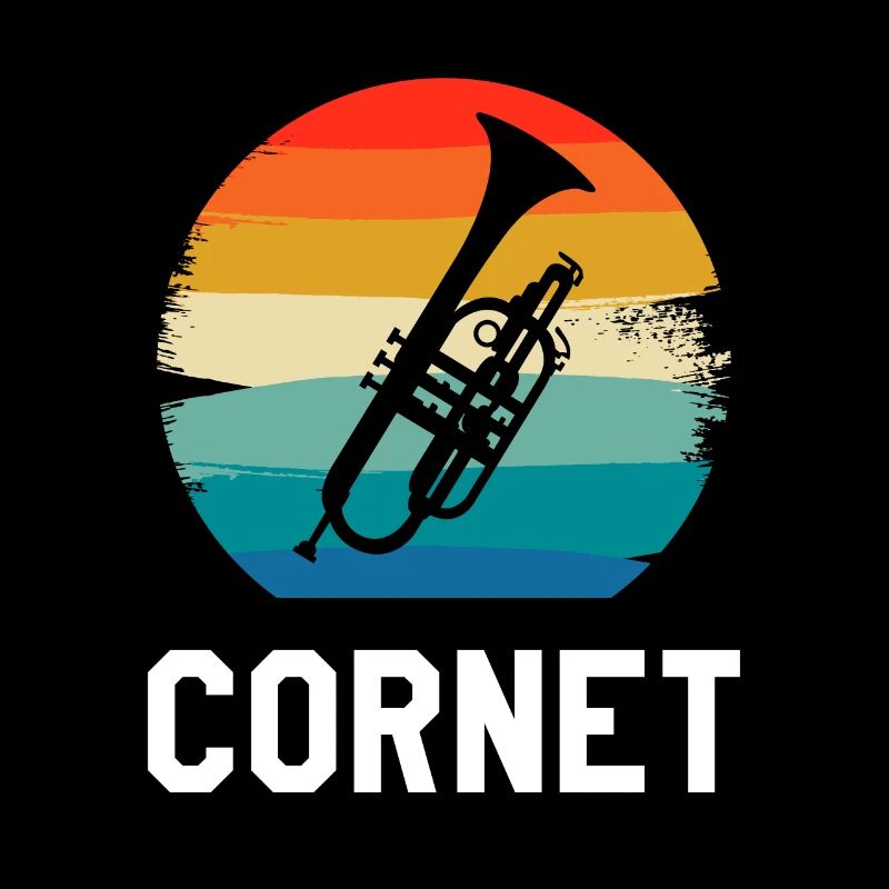 Retro Vintage Classic Cornet Player Instrument