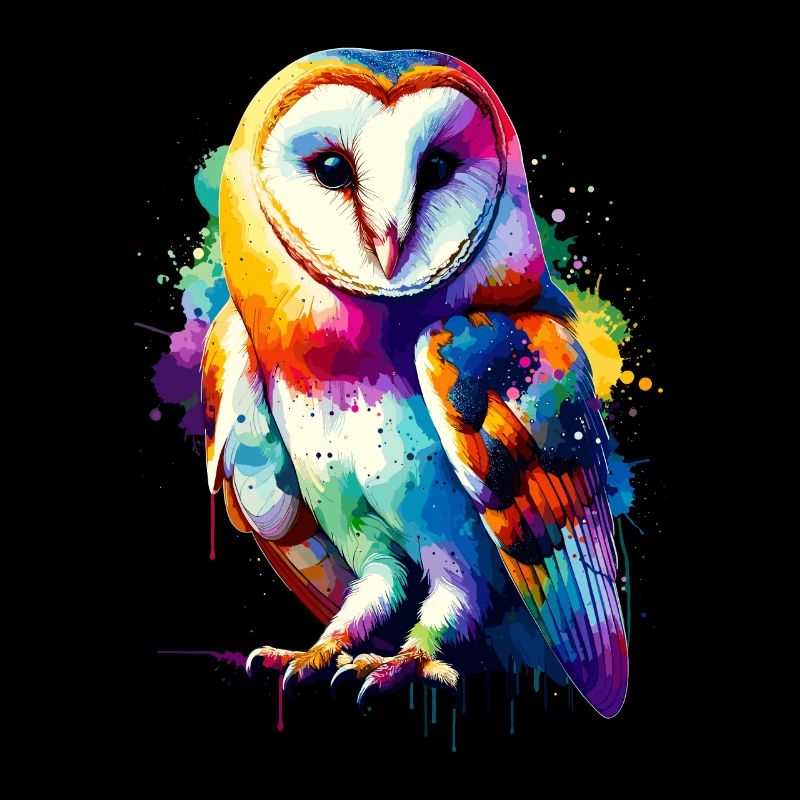 Bunte Splash Art Schleiereule Eulen
