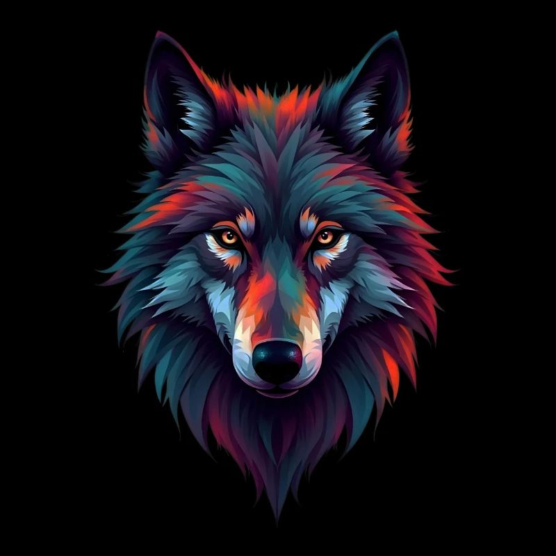 Wolf Kunst in Bunt Tier Motiv Kunst Wolf