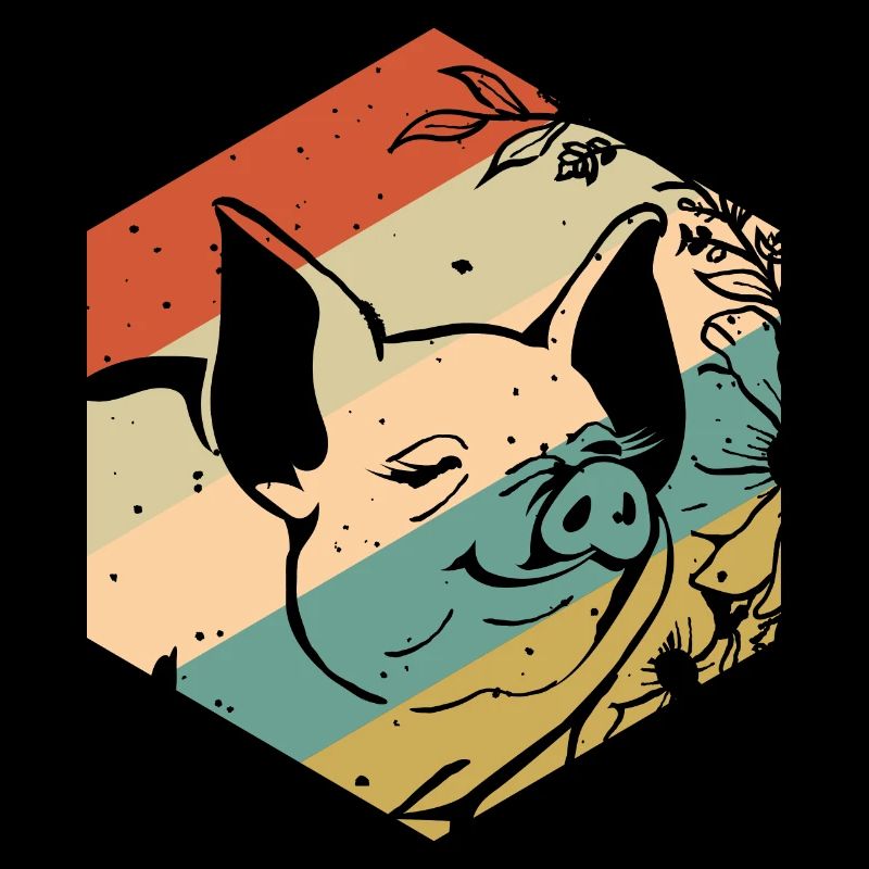 Joyeuses fleurs de cochon vintage rétro
