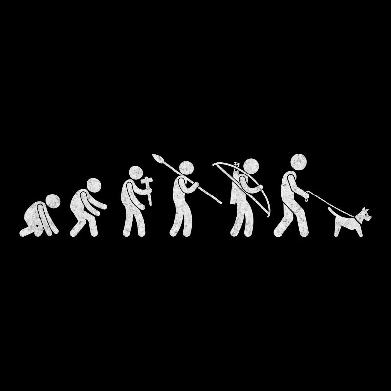 Evolution de l’homme marchant sur le grunge blanc