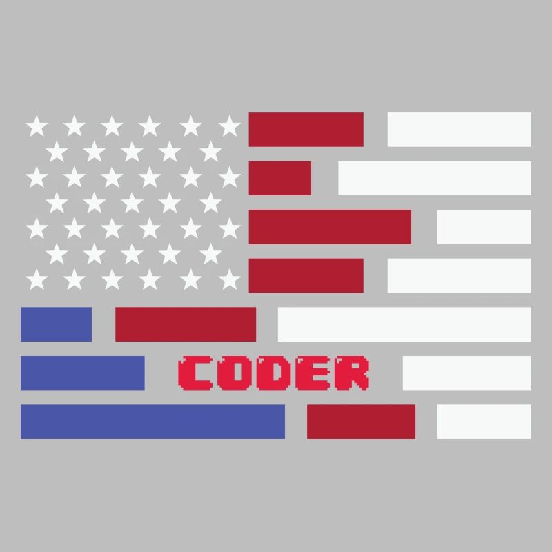 American Flag Coder Coding Computer Nerd