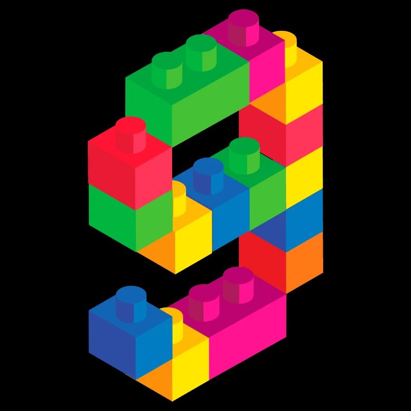 Bâtiment Cute Block 9TH Cadeau d’anniversaire 9 ans
