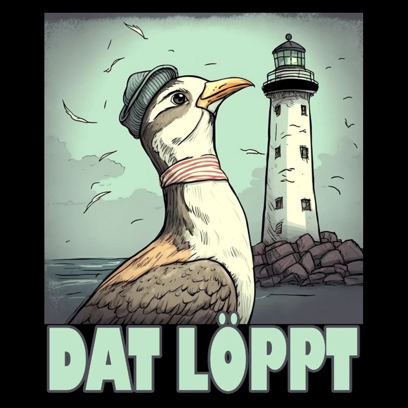 Dat Löppt Möwe Leuchtturm Meer Plattdeutsch Norden