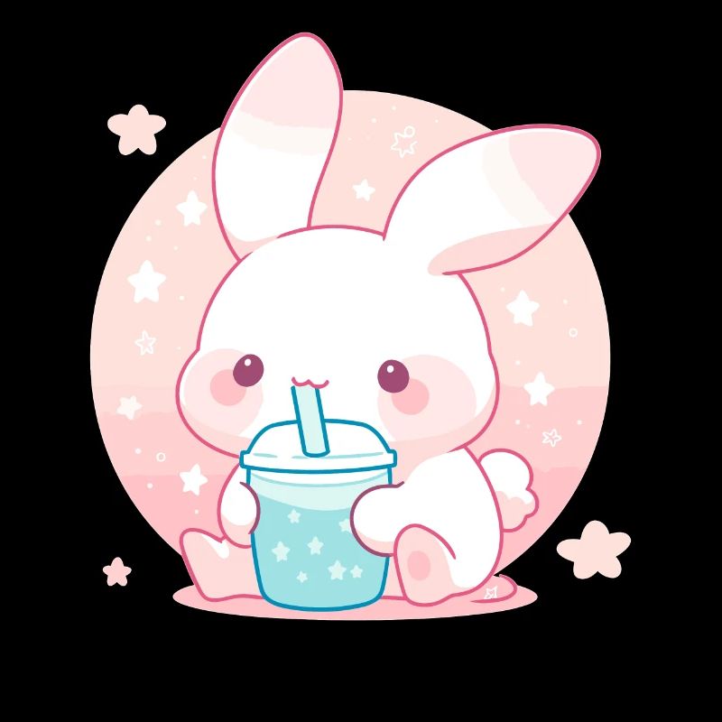 Kawaii Hase trinkt Boba Bubble Tea Chibi