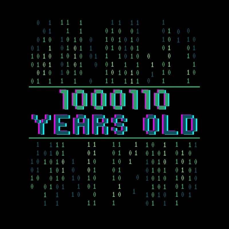 70th Birthday 70 Years Old Binary Code Computer Science
