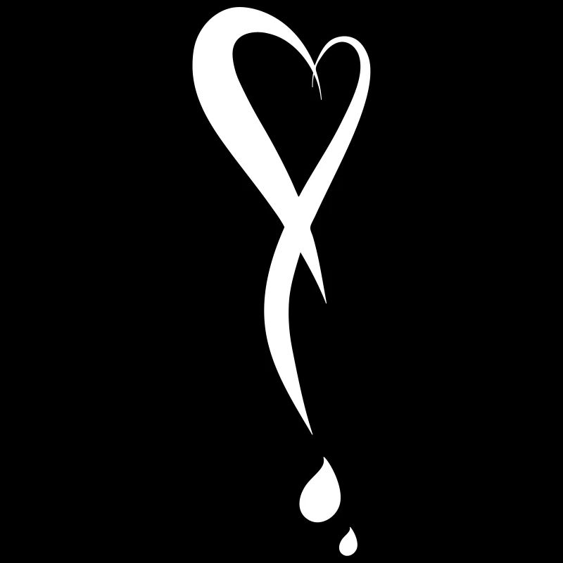 Heart as exclamation mark, bleeding, hand drawn
