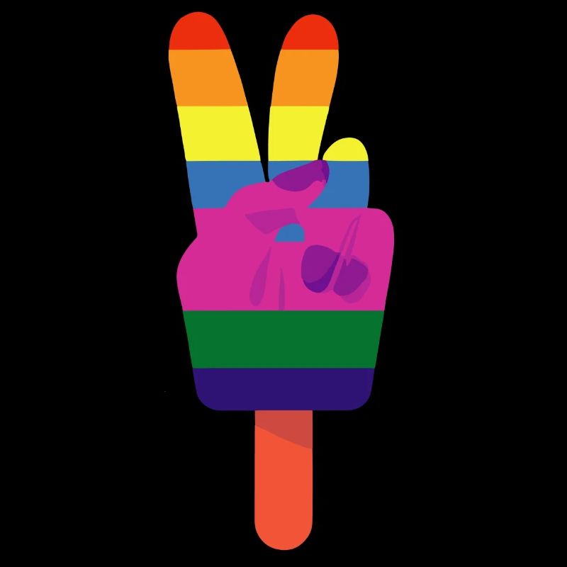 Eis am Stiel Friedenszeichen Peace Regenbogen