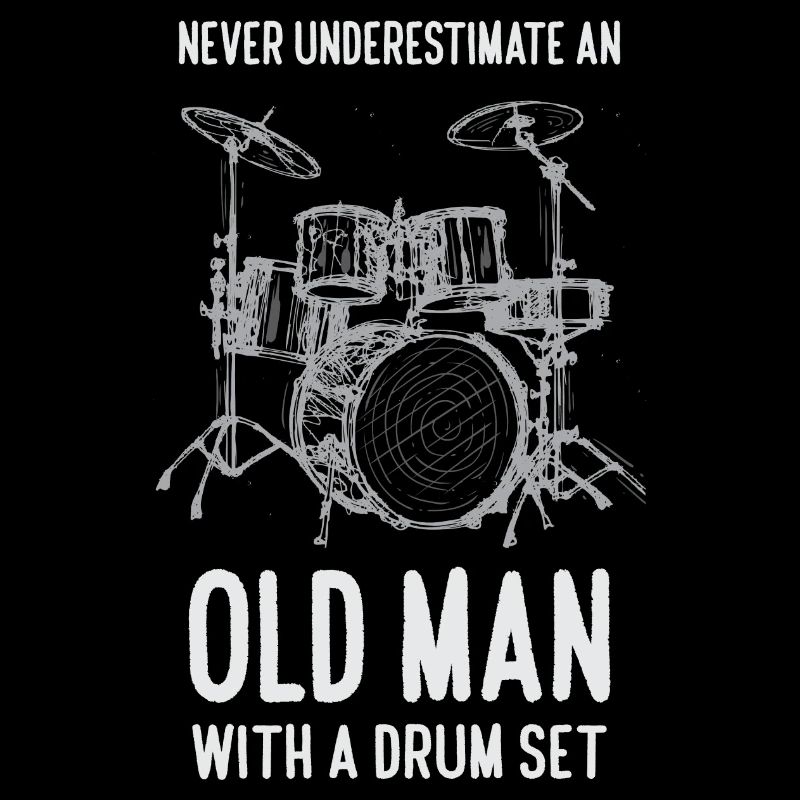 Funny Old Man With Drum Set Drummer Grandpa