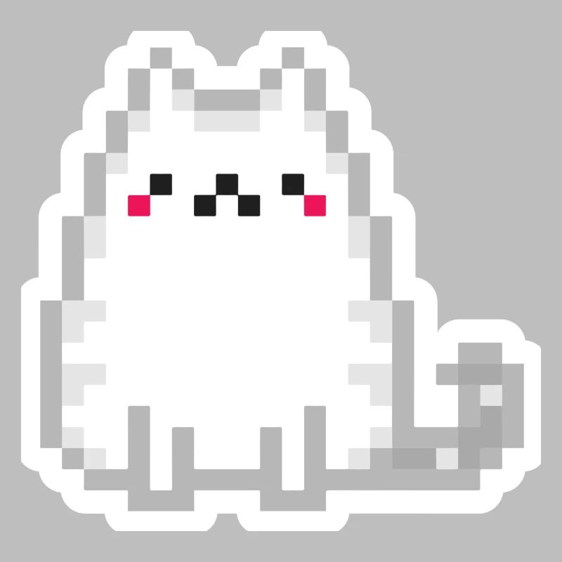 chat en pixel art (contour blanc)
