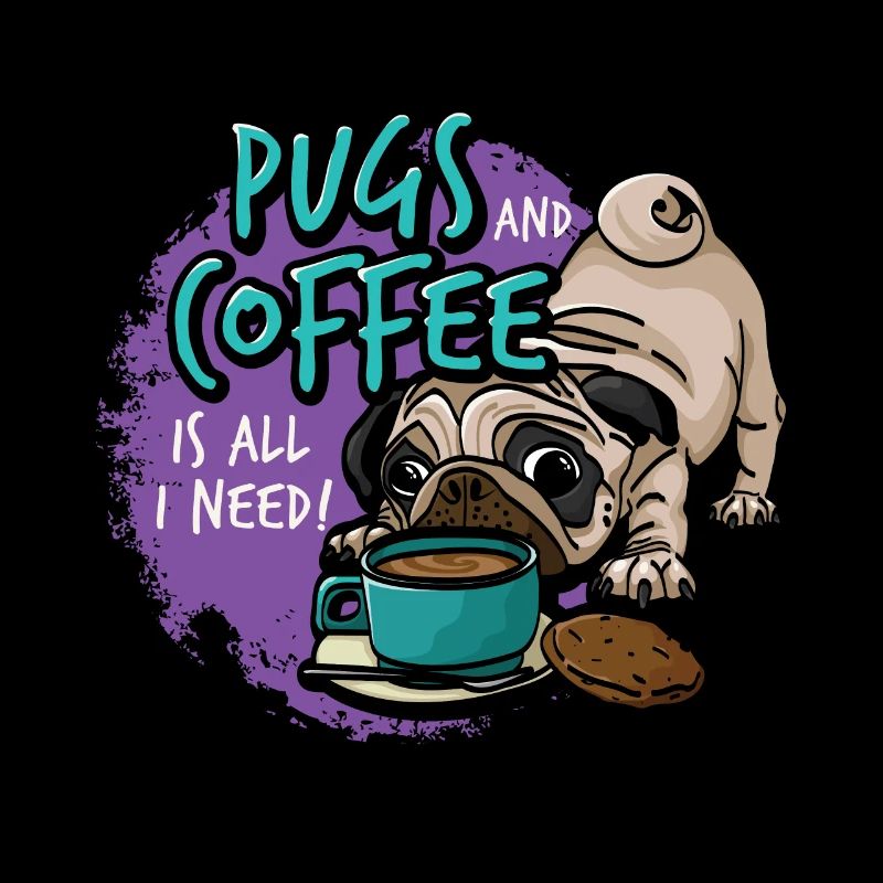 Funny pug dog head dog