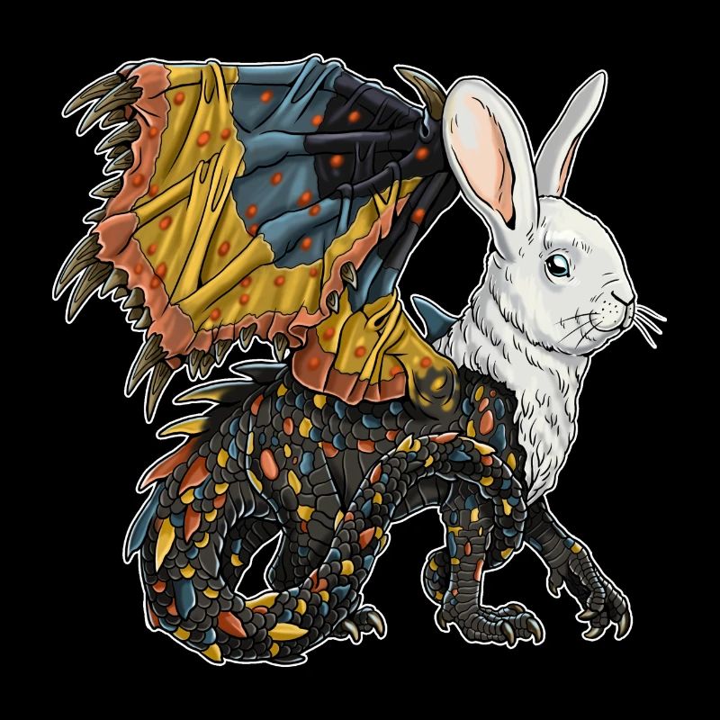 Phantastisches Lebewesen: halb Drache, halb Hase.