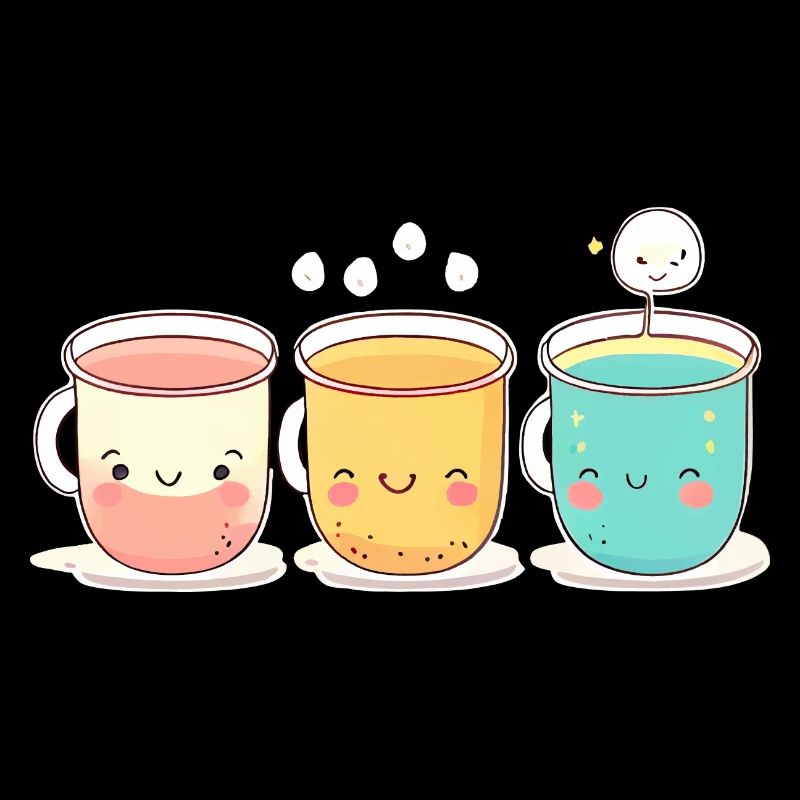3 mignon bubble tea bébé visage anime kawaii